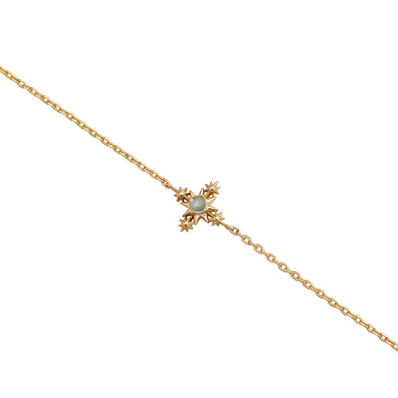 Японские легкие роскошные ювелирные изделия, полый дизайн, круглый апатит S925, серебряный модный браслет в холодном стиле