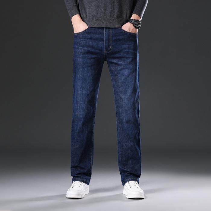 Осенние и зимние мужские легкие деловые прямые джинсы, универсальные брюки, теплые вельветовые свободные брюки для мужчин среднего возраста, отцовские