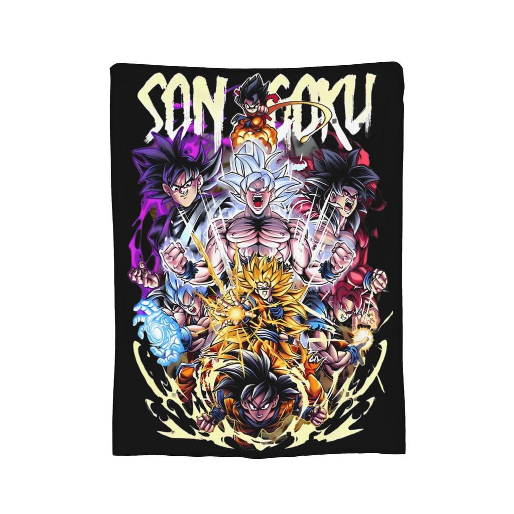 Фланелевое одеяло из аниме DBZ, модный плед с Гоку для кровати, дивана, диванчика 150*125 см, кусок ковра,