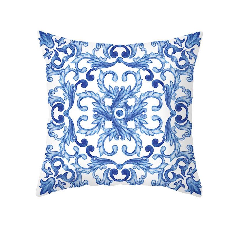 Этнический стиль Чехол на подушку для дивана Синий с принтом Персиковая кожа Чехол на подушку Офисная подушка