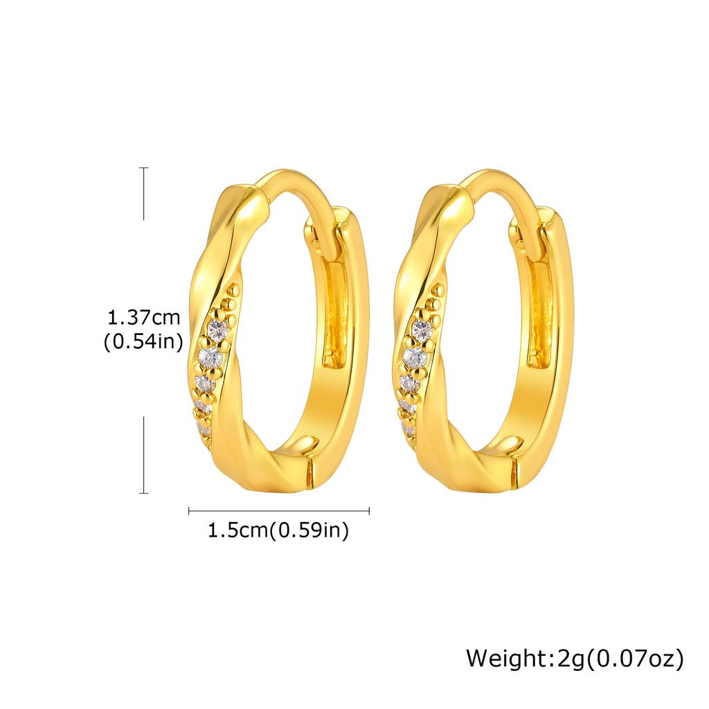 Mobius Twisted Huggie Hoop Earrings for Women, Geometric Micro Pave CZ Stone, 18K Gold Plated Waterproof Ear Jewelry
