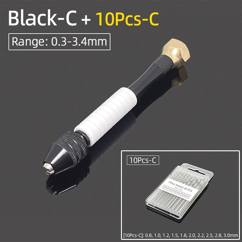 Mini Micro Hand Drill Bits Set Aluminum 0.3-3.4mm Keyless Chuck Punching Rotary Tools PCB Twist Drill For DIY Jewelry Wood Craft