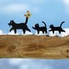 Yousheng Garden Cat Signs Metal Black Cat Silhouette Statues Bird Repellent Outdoor Decor Cat Mother And Kids Signs for Yard Lawn Decorations