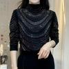 Autumn/Winter Stylish Heavy-Duty Slimming Semi-High Collar Long-Sleeve Top for Middle-Aged and Elderly Women