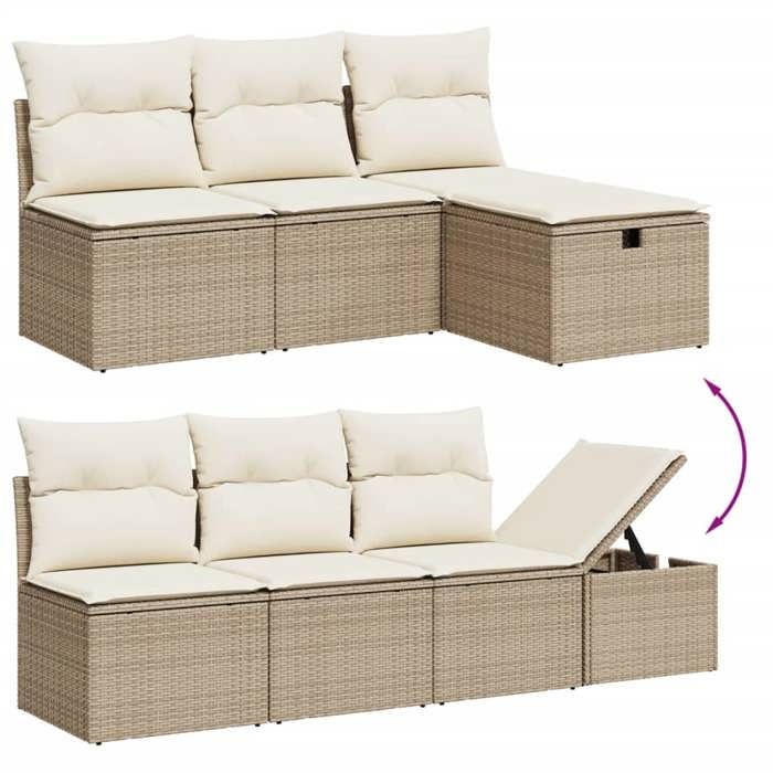 Maison Exclusive - Salon de jardin avec coussins 9 pcs beige résine tressée