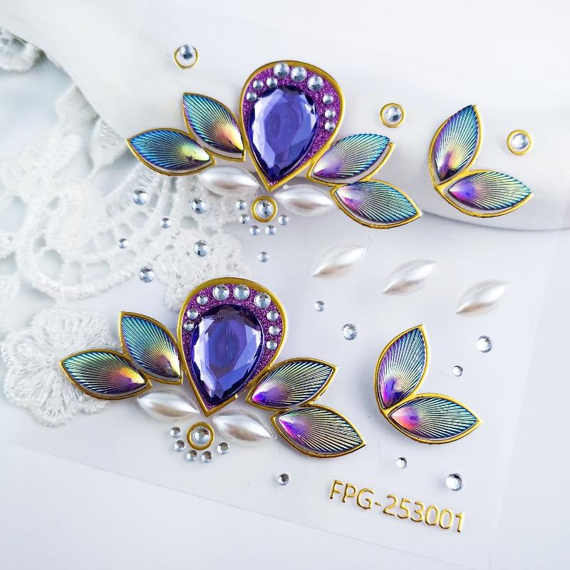 Face Jewel Stickers Shiny Rhinestone Self Adhesive Hypoallergenic for Birthday Party Festival Stage Makeup