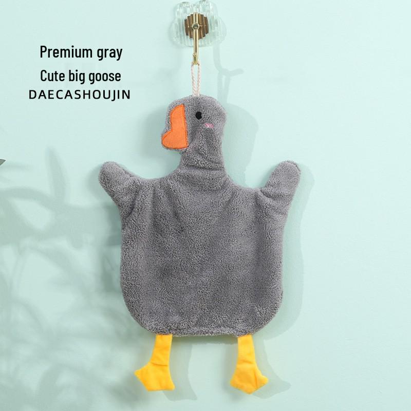 Милое Гусь Коралловый Флис Подвесное Полотенце для Рук - Мультяшное Впитывающее Кухонное Полотенце