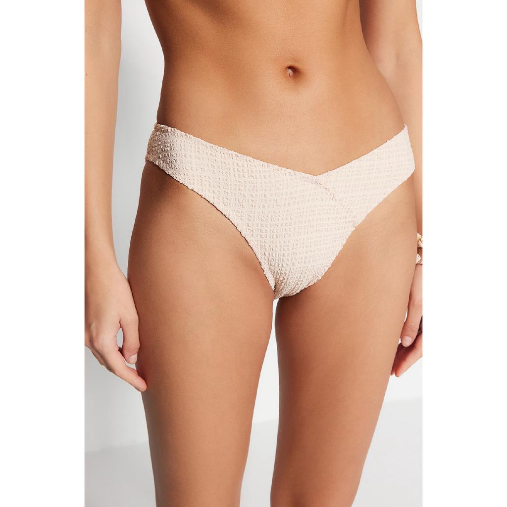 Зеленые текстурированные плавки бикини с V-образным вырезом в мелкую клетку Tbess21ba0130