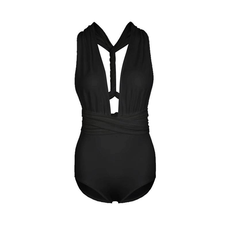 White sexy strap beauty back hot spring swimsuit fairy fan Korean ins Internet celebrity small chest belly thin vacation
