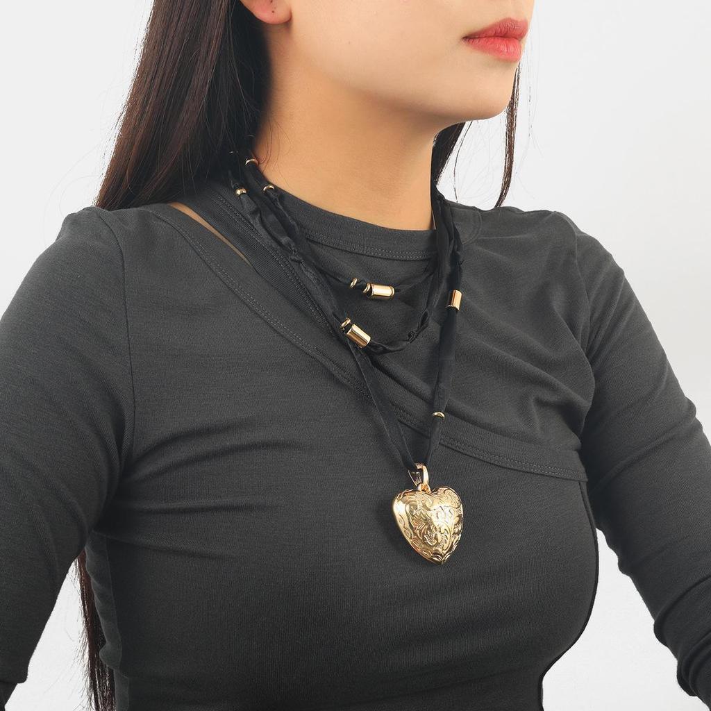 2024 Ретро Ткань Веревка Любовь Кулон Модное Ожерелье Для Дам