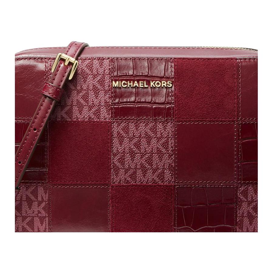 Michael Kors MK Jet Set Classic Сумка для камеры с принтом в клетку из ПВХ и полиэстера Женская сумка через плечо Сливовый 32F1GJ6C30-DK-BERRY