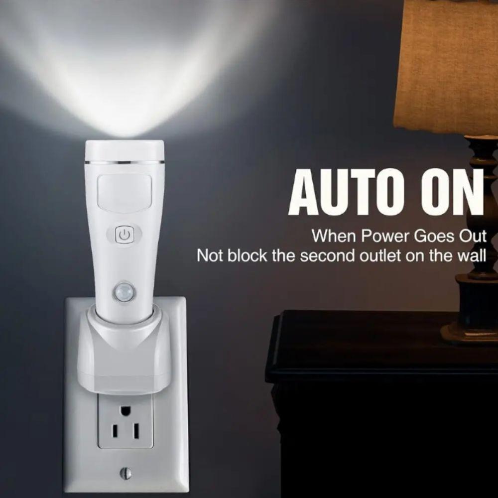 Motion Sensor LED Emergency Lights Rechargeable Power Outage Light 4-in-1 Plug-in Flashlight Night