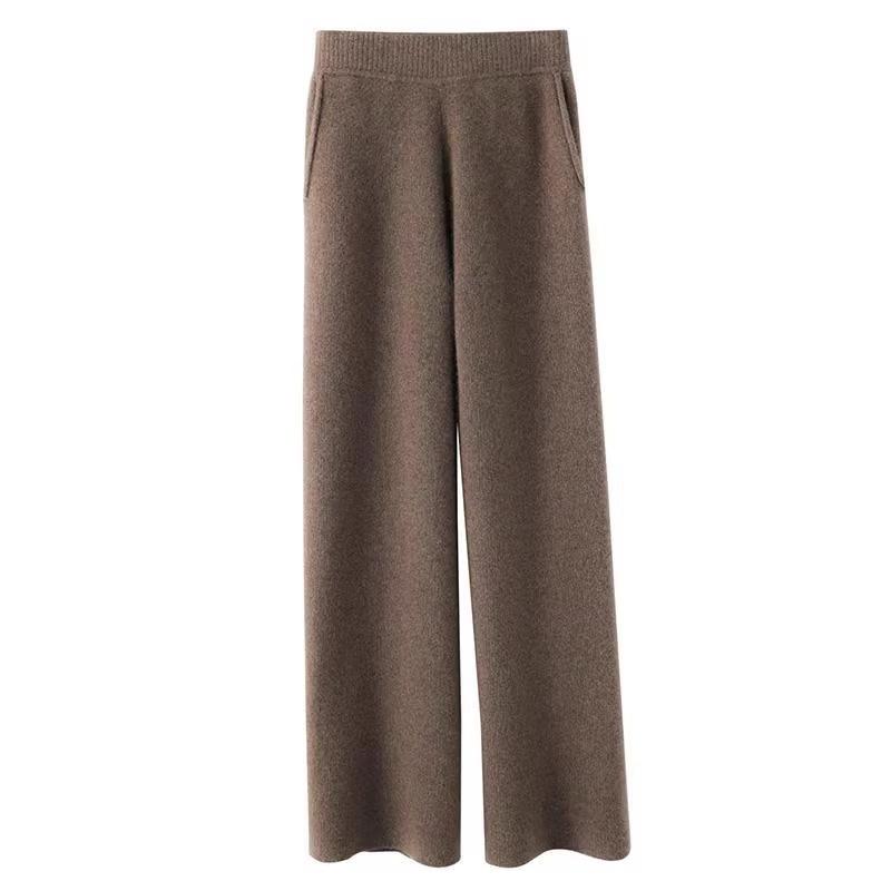 Cashmere Sweatpants Women Autumn Winter 2023 Fashion High Waist Wool Wide Leg Pants Casual Straight Loose Pants