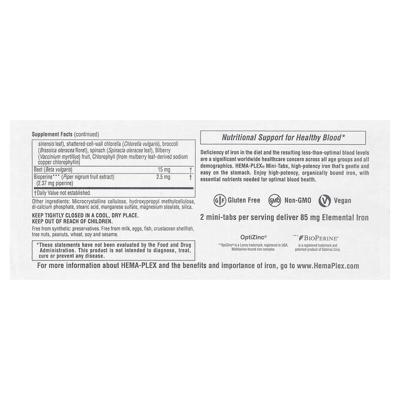 Hema-Plex®, 60 Slow Release Mini Tabs
