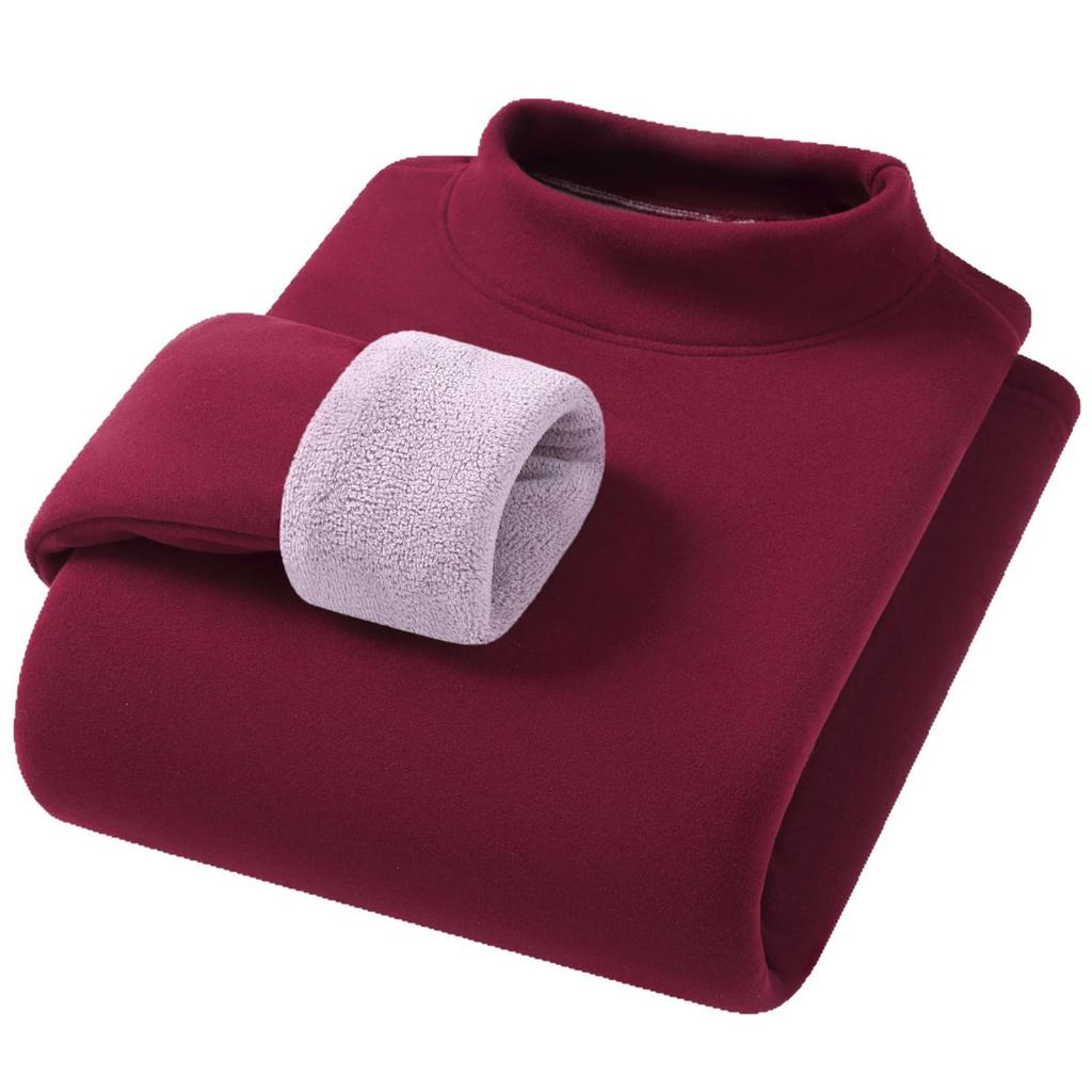 Camel Wool Women's Thick Fleece-Lined Semi-High Neck Top for Autumn/Winter