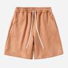 Men Summer Athletic Shorts Mid-rise Elastic Drawstring Waist Shorts Pockets Wide Leg Running Solid Color Suede Shorts