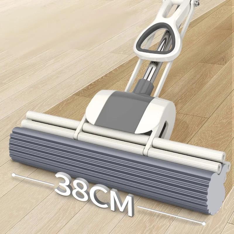 Sponge Mop System with Collapsible Mop Home Tile Floor Bathroom Cleaning Squeegee and Extendable Telescopic Long Handle