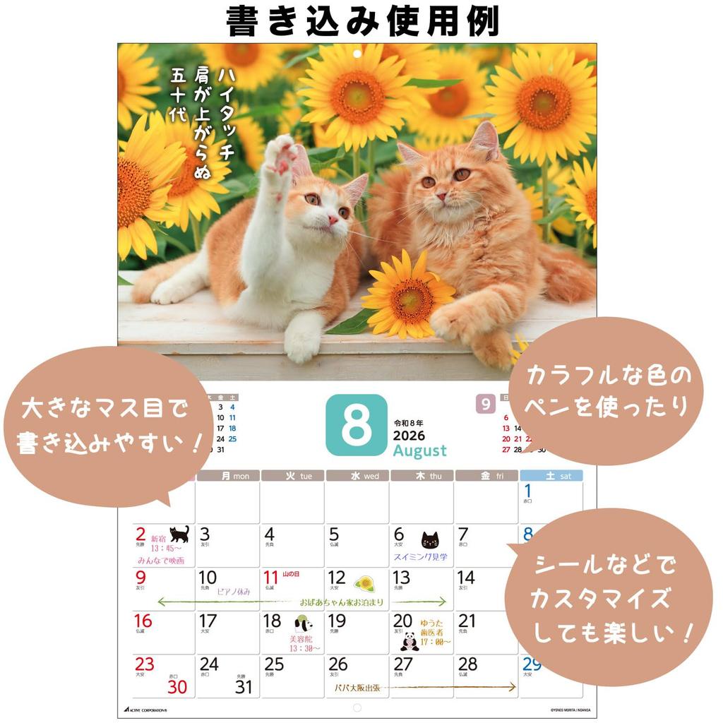 Active Corporation 2026 Wall Calendar a Starts January 2026 (Because It's Cat) 26ACL-66