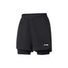 Quick-Dry Double-Layer Anti-Embarrassment Hot Spring Leisure Beach Shorts Unisex Shorts Black LN-LSKV607-1