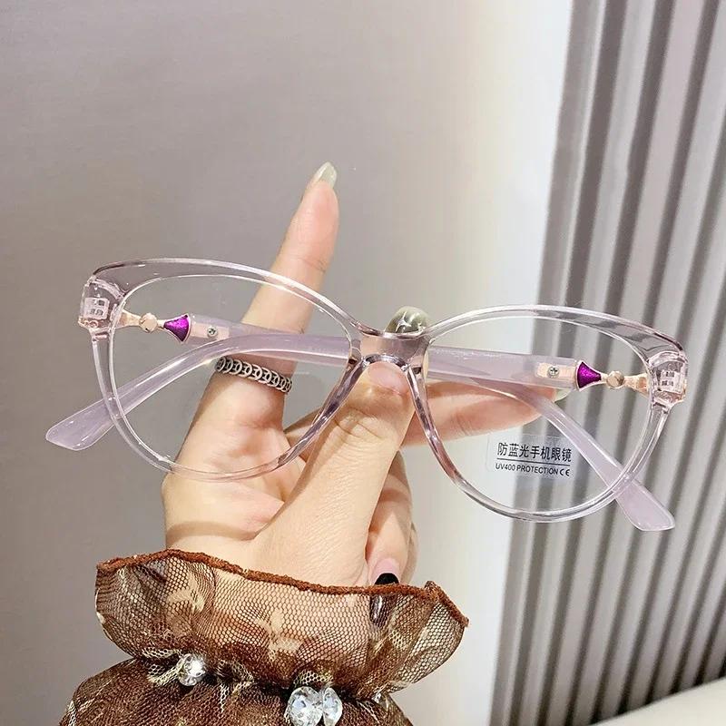 Women Trendy Luxury Finished Reading Glasses Blue Light Blocking Presbyopia For Female Fashion Cat Eye Design Far Sight Eyewear