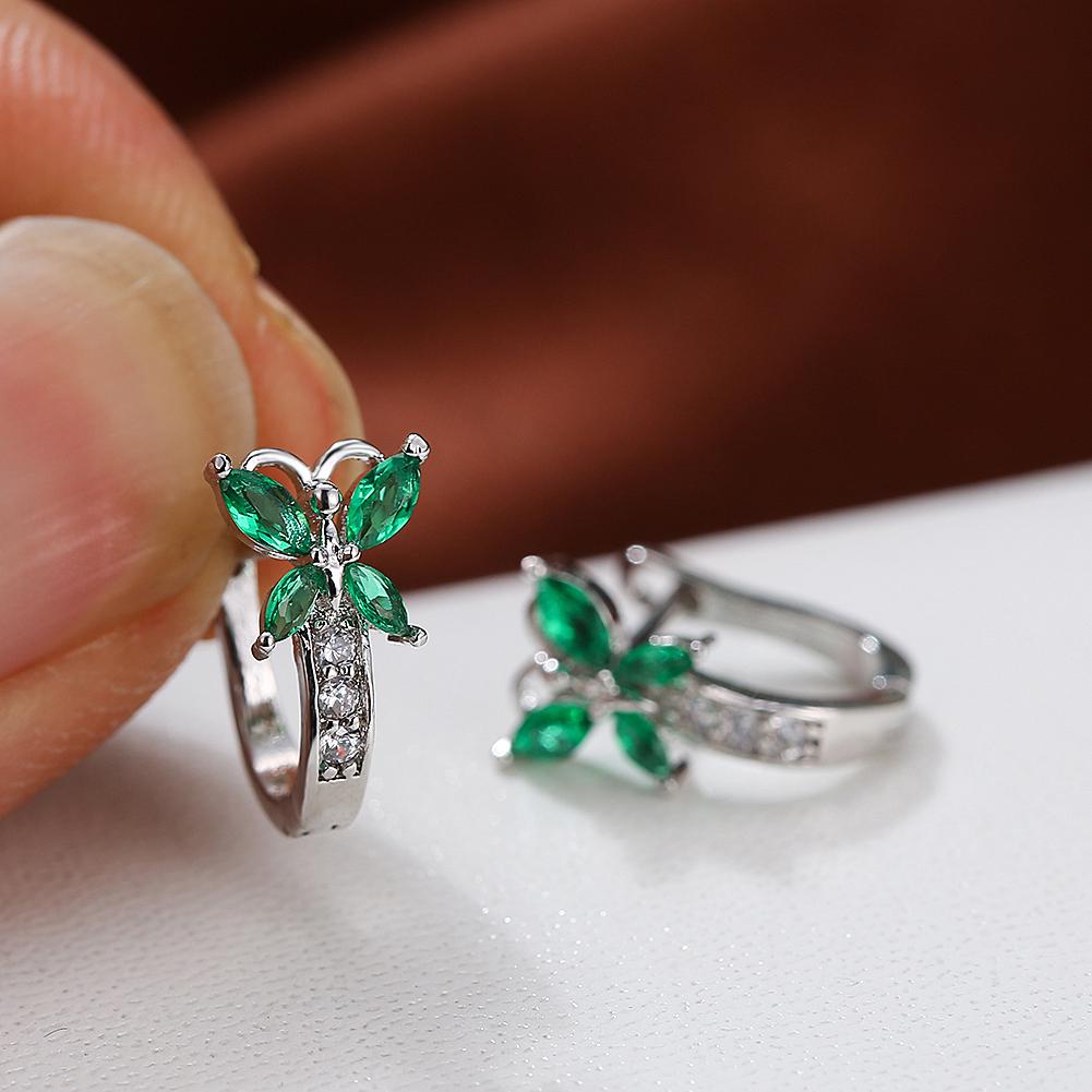 1 пара милых серег-капель серебряного цвета в форме бабочки, серьги-подвески огранки «маркиз», синие, белые, красные, зеленые, с камнями, висячие серьги, ювелирные изделия для свадебной вечеринки