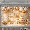 2D flat luxury birthday party banner background - Platinum Wind birthday theme, indoor and outdoor celebration scenes