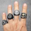 Christian Cross Black Religon Men Rings Stainless Steel Punk Cool Stuff Fashion Accessories Jewelry For Women Gift