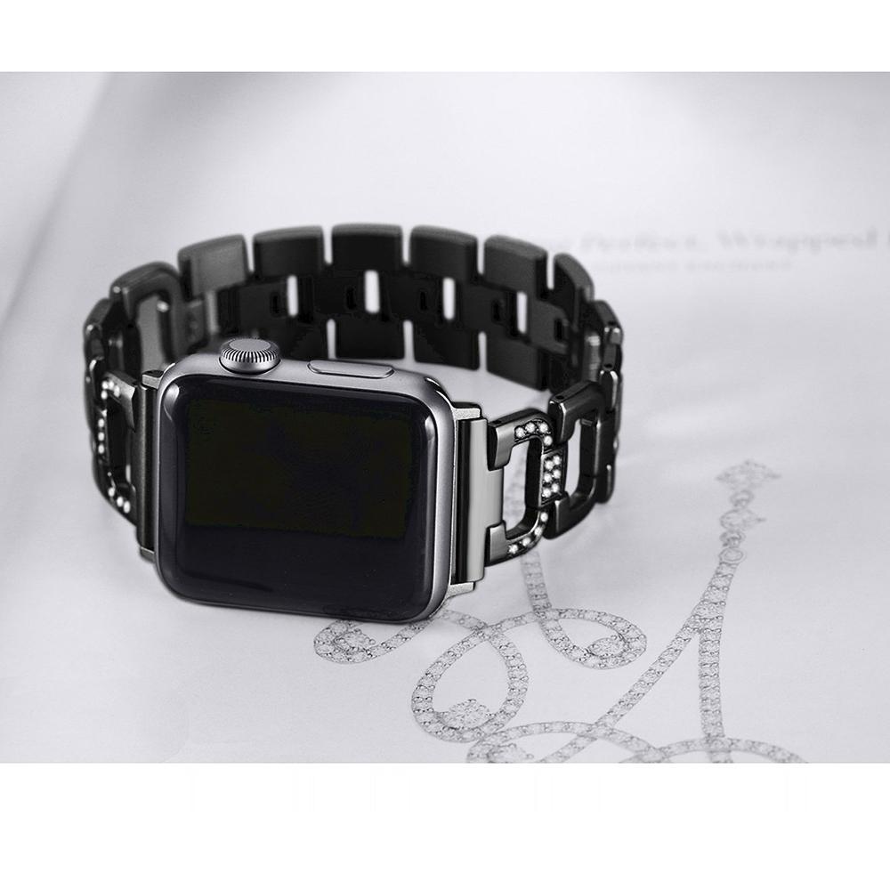 Металлический ремешок для Apple Watch Band 45мм 41мм 44мм 40мм 46мм 42мм Бриллиантовый браслет iWatch 11 10 9 8 7 6 5 SE Серии Ultra 3 2 49мм