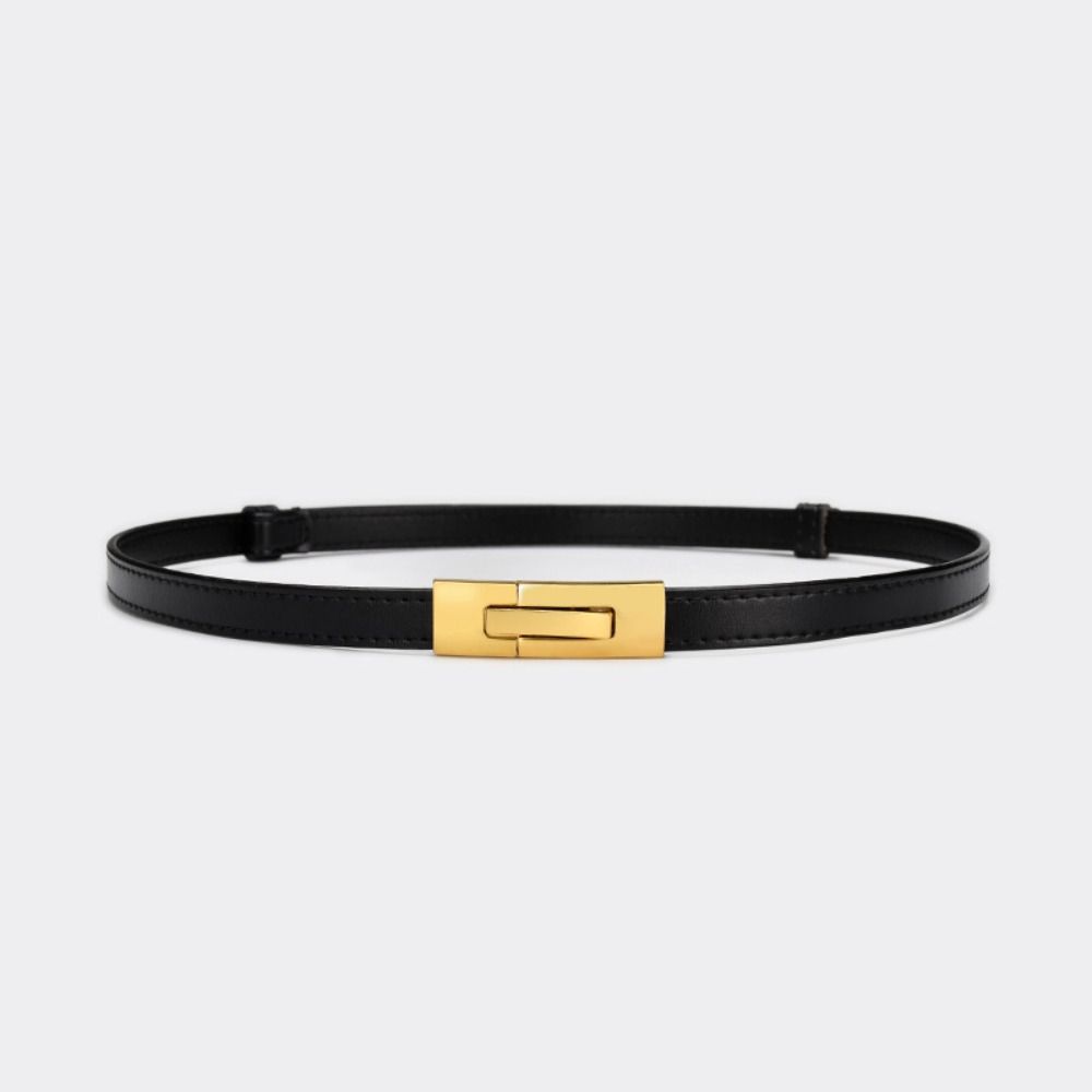 Versatile Thin Waistband Metal Alloy Buckle Waist Strap Casual Cowhide Belt For Women Girls