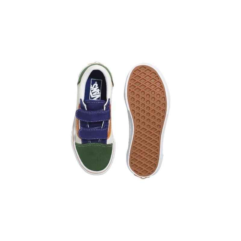 Vans Old Skool V kids low-top skate shoes white green for little kids & big kids VN0A38HD6GL