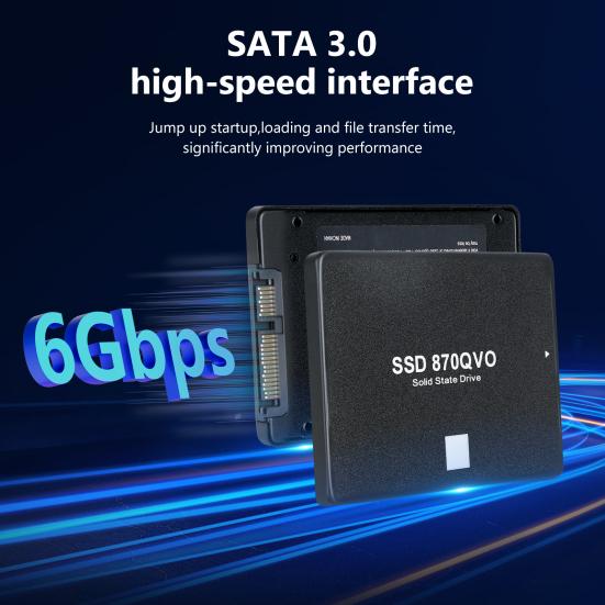 870 QVO SATA III 2,5-дюймовый SSD Скорость чтения/записи до 545 МБ/с 530 МБ/с 1/2/4 ТБ Внутренний твердотельный накопитель Совместим с ПК Компьютером Настольным компьютером Ноутбуком