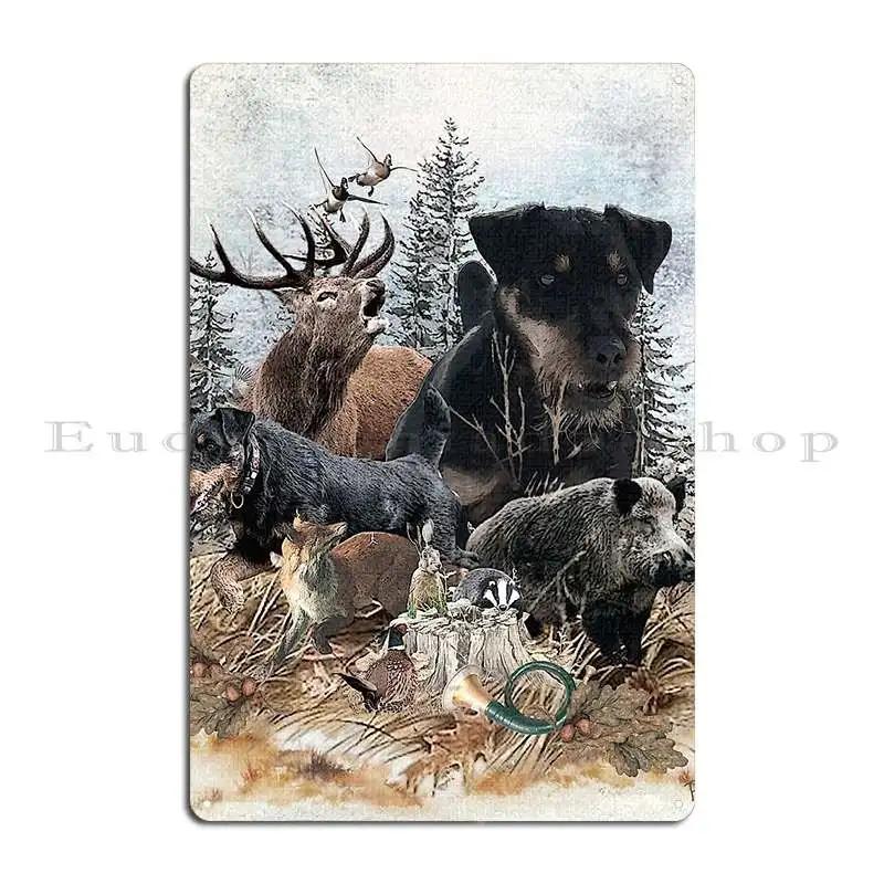 German Hunting Terrier Jagdterrier Metal Sign Garage Garage Wall Plaque Wall Print Tin Sign Poster