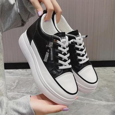 Женские белые повседневные туфли на толстой подошве с высоким каблуком, 2023 г., универсальный корейский спортивный стиль.