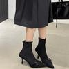 Остроносые короткие ботинки женские 2025 осень и зима новые женские ботинки ботинки Мартин высокие каблуки короткие ботинки ботинки Мартин тонкие ботинки