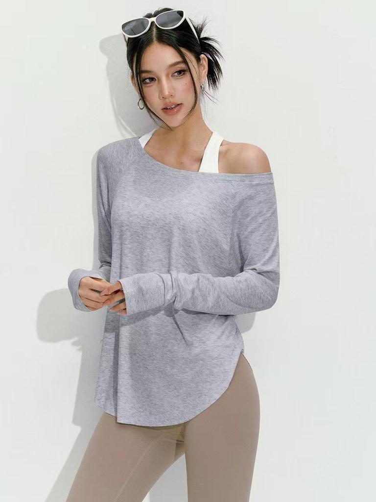 Женский ребристый топ для йоги с длинным рукавом - Коллекция Осень/Зима, Облегающий крой, Ощущение второй кожи, Идеально подходит для пилатеса и спортивной одежды для улицы