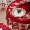 Рождественская скатерть Красное кружево Скатерть с Санта-Клаусом Устойчивая к складкам Круглая скатерть для дома, званого ужина, праздничного украшения