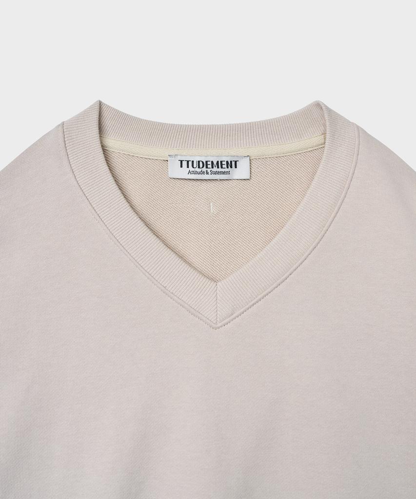 TTUDEMENT 50S V-Neck Sweatshirt_Beige