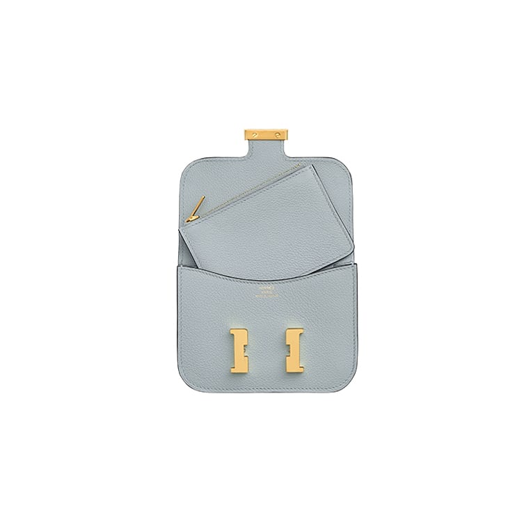 Hermes Constance Slim Золотистый замок Телячья кожа Evercolor Сумка-пояс Обычная Женская Цвет Glacier Blue H082214CC8U