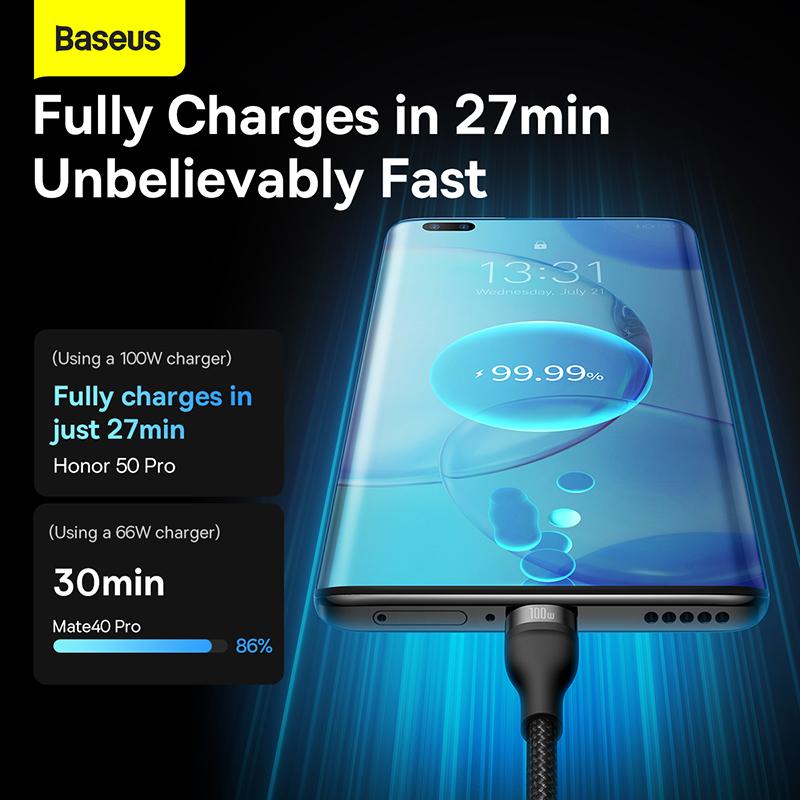 Baseus Flash Series One-for-three Fast Charging Data Cable USB To M+L+C 100W