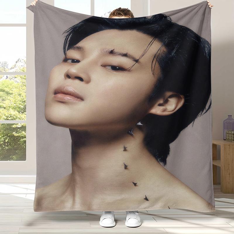 Плед фланелевый Jimin Kpop B-BTS Star, Ультрамягкий теплый плюшевый плед для дома, спальни, кровати, дивана, офиса, кемпинга, пикника, подарок