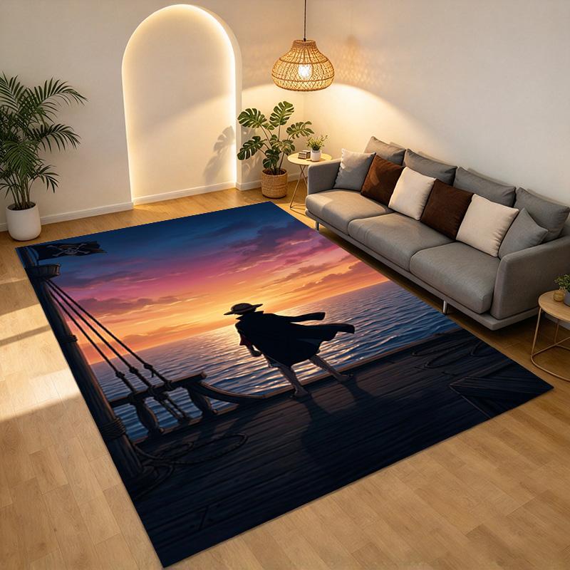 Pirate Sunset Area Rug Carpet For Bedroom Game Playroom Living Room Nonslip Sofa Office Home Decor Doormat Christmas Gift C3103