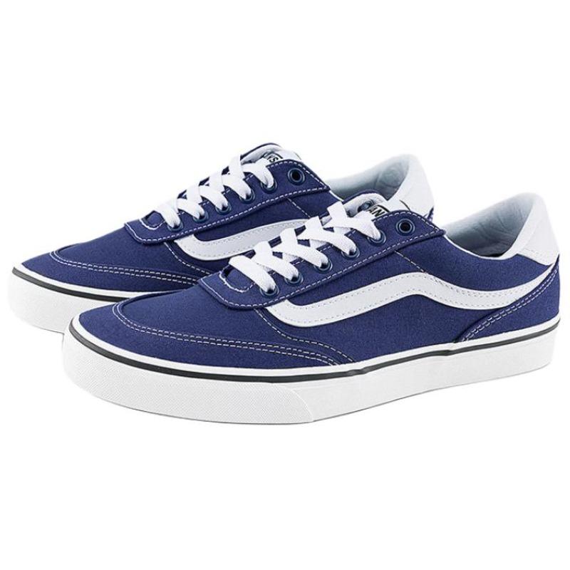 Vans Brooklyn LS Non Slip Low Top Skate Shoes Men Blue White VN000D7QEMT