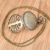 Hollow Fishbone Shaped Quartz Pocket Watch Vintage Necklace Chain Clock Gifts for Men Women
