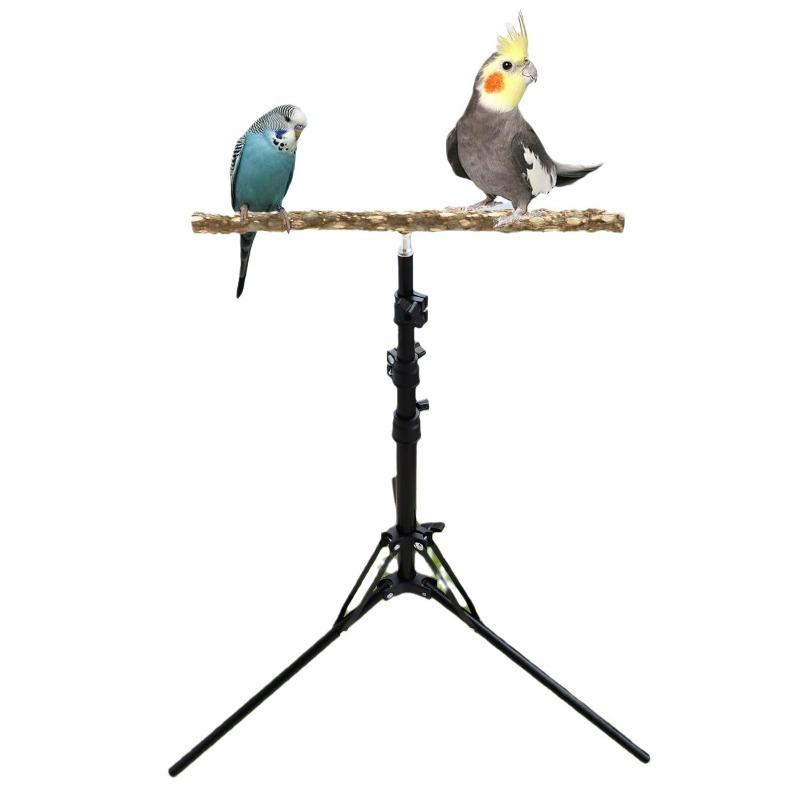 Adjustable Natural Pepper Wood Parrot Stand Perch Training Play Stand Outdoor Grinding Beak Climbing Rack for Small Medium Birds