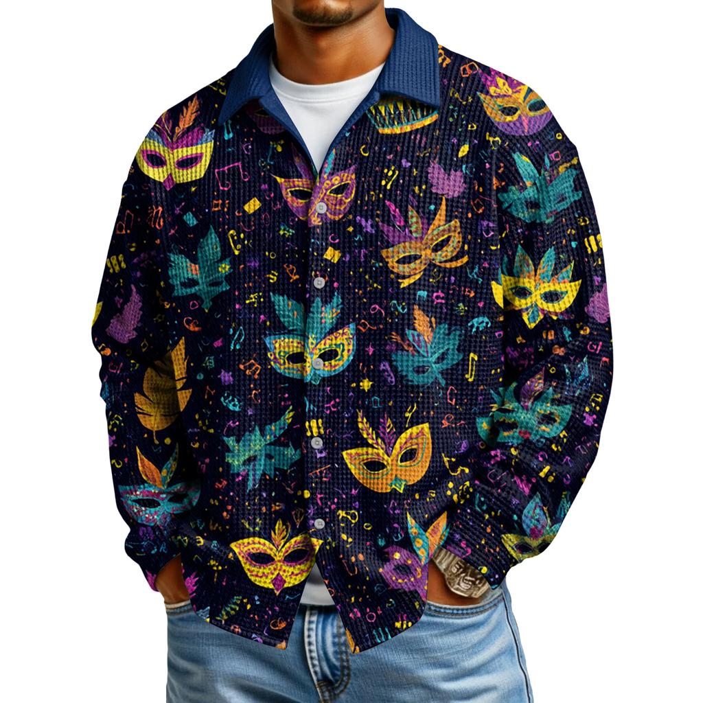 Мужская повседневная рубашка с длинным рукавом на пуговицах