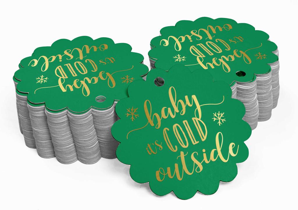 Inkdotpot Gold Foil Paper Hang Tags Baby It's Cold Outside Baby Shower Favor Tags 100