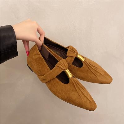 2025 весна и осень новая французская обувь Мэри Джейн с мелким вырезом и внутренней платформой в стиле ретро женская плоская обувь одинарный ремешок балетки