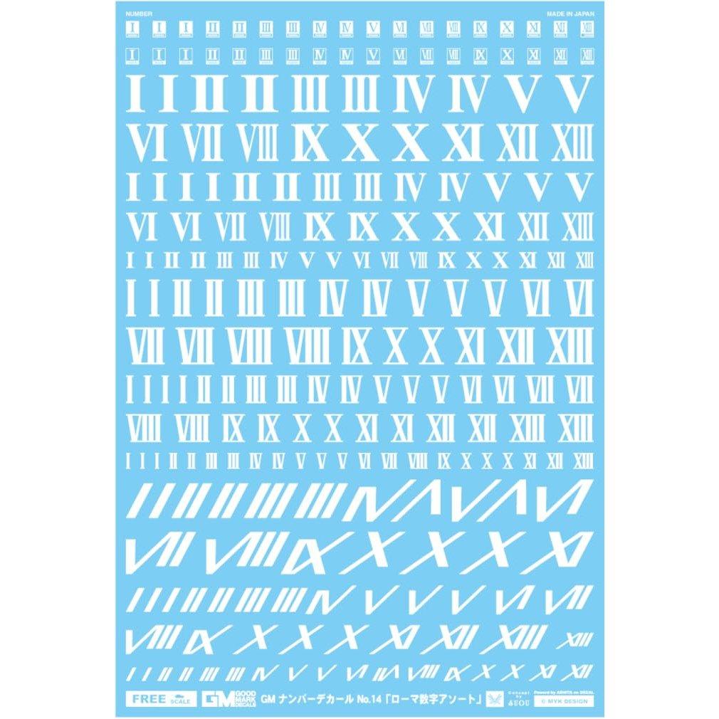 MYK DESIGN GM-963 Good Mark Decals Roman Numeral Assortment White Water Slide Decal for Model Kits