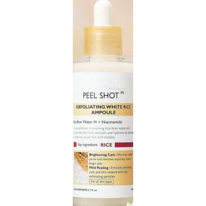 2pc White Rice Exfoliating Ampoule Serum 80ml Facial Peel Shot for Skin Texture
