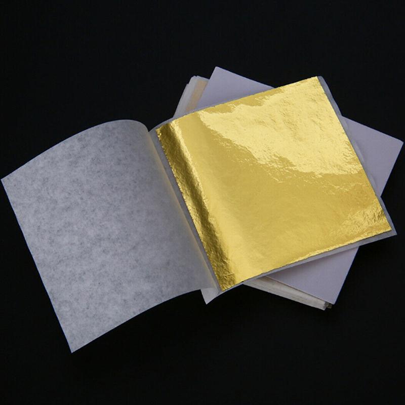 100 Sheets Gold Foil Leaf Gilding Handicrafts Craft Paper Decoration Tool